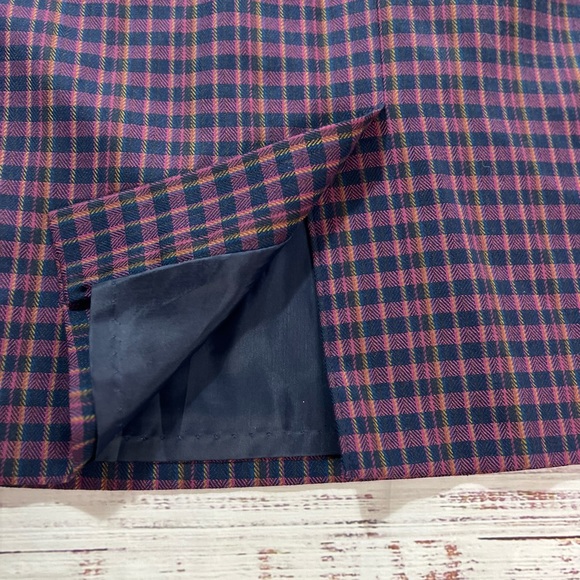 VINTAGE wool PENDLETON houndstooth skirt purple navy vintage size 14 POCKETS - Picture 7 of 9